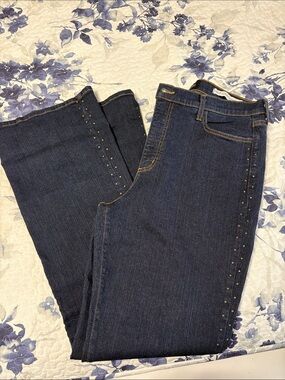 NYDJ Dark Indigo Skinny Jeans with Gold Studs